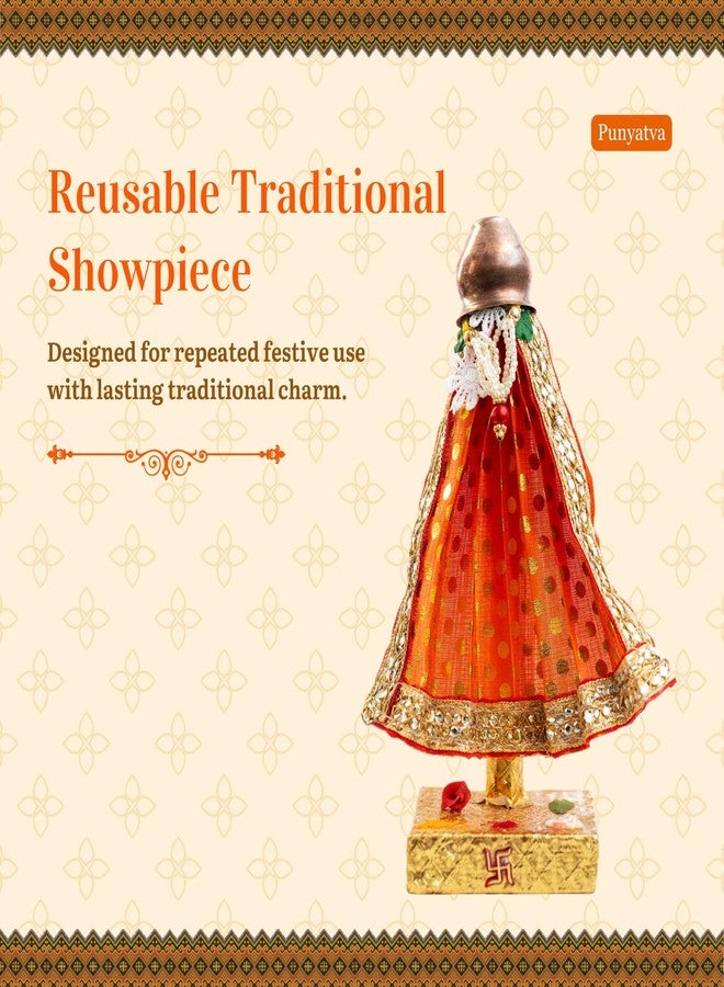 PUNYATVA جودي الجاهزة (برتقالي، منقط، 8 بوصة) - قطعة جودي بادوا | مهرجان ماهاراشترا GudiPadwa Stand | هدية GudhiPadwa، ديكور المنزل والمكتب، ديكور GudiPadva التقليدي - Image 5